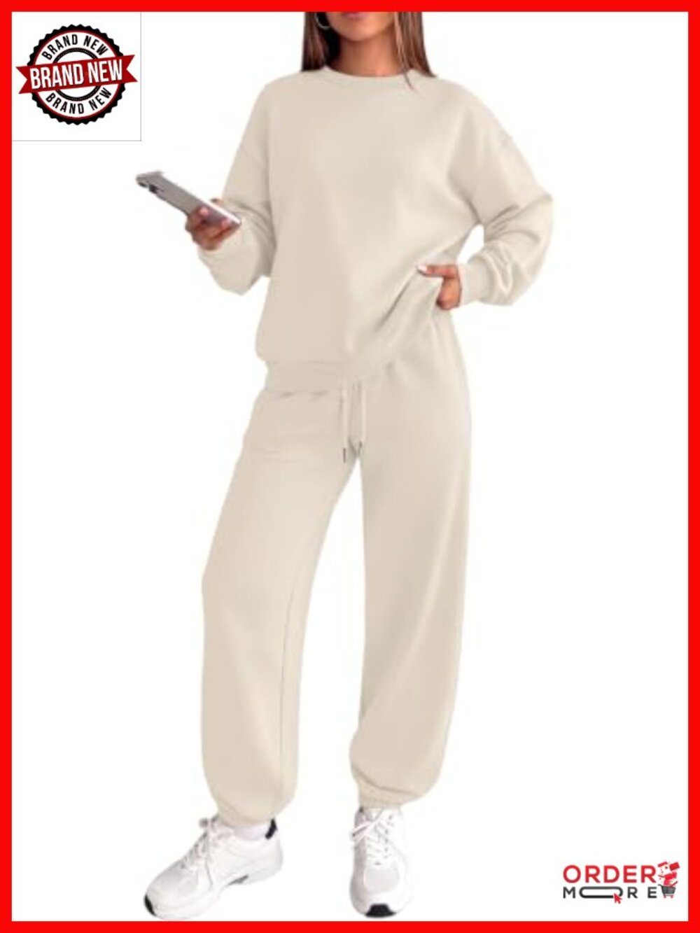 Womens 2 Piece Sweatsuit Set Crewneck Sweatshirt Jogger Pants Loungewear